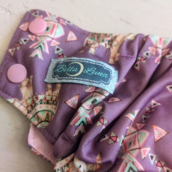Bella Luna Pocket Cloth Diaper Small Elephant Purple Aztec No Insert - Picture 5 of 5